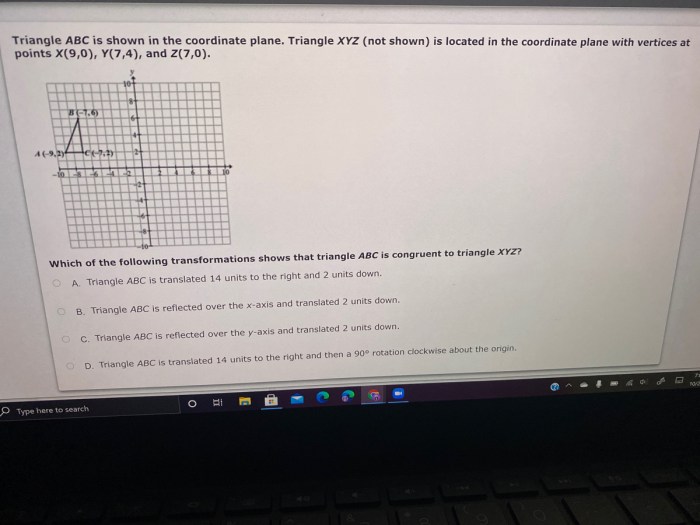 Triangle coordinate abc clockwise plane degrees xy shown origin form rotated solved will problem been has